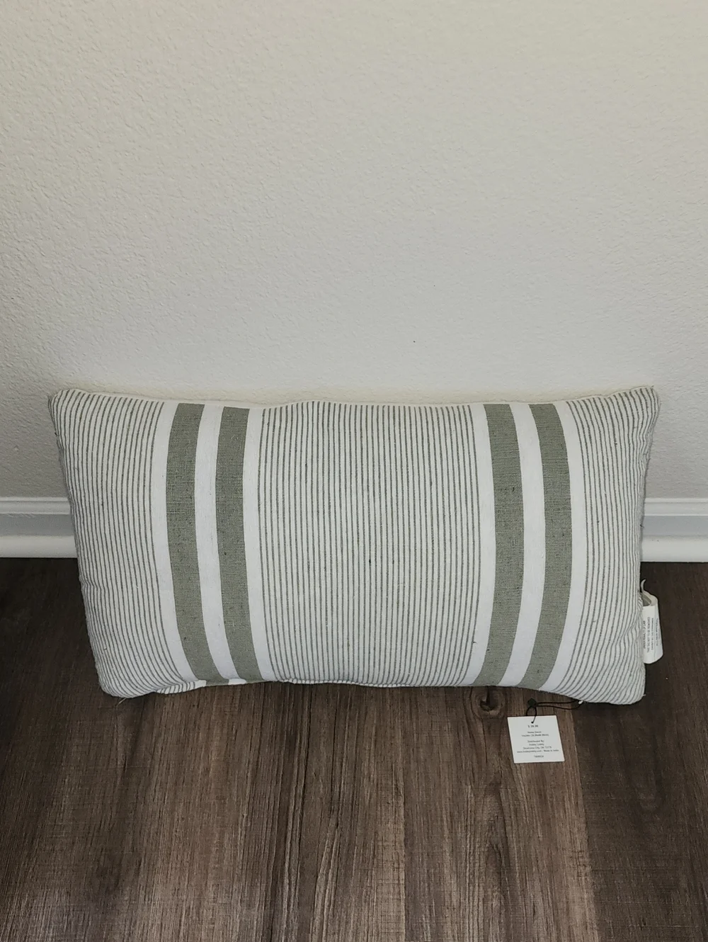 Hobby Lobby Green and White Striped Lumbar Pillow 14X24